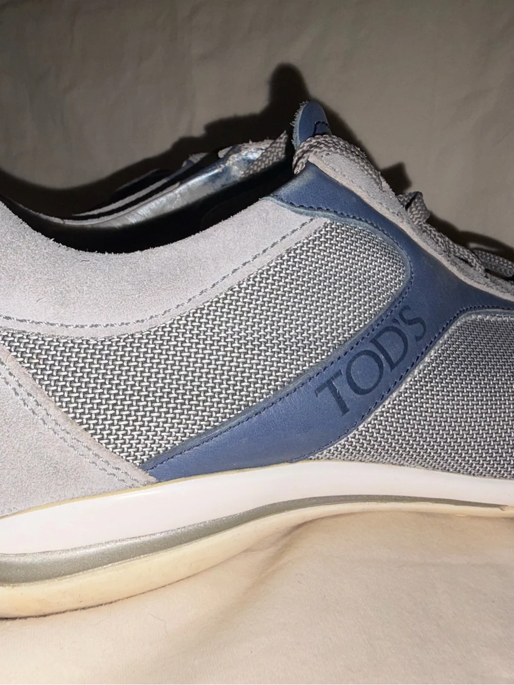 Tod’s Project T Men’s Suede Mesh Sneakers Gray Blue 7.5 Italy